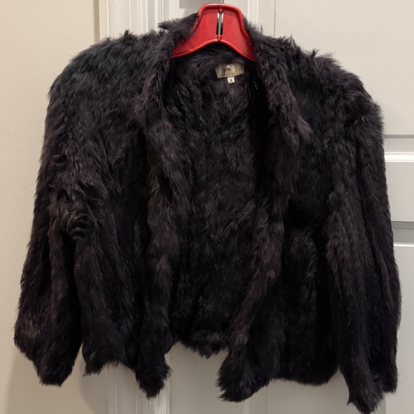 June Black Rabbit Fur Cropped Jacket - Picture 7 of 8